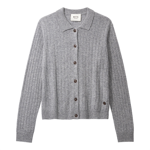 BETA STUDIO NETE POLO CARDIGAN GREY MELANGE